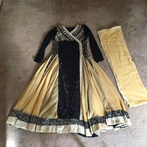 Black and Gold A-line dress with sequins